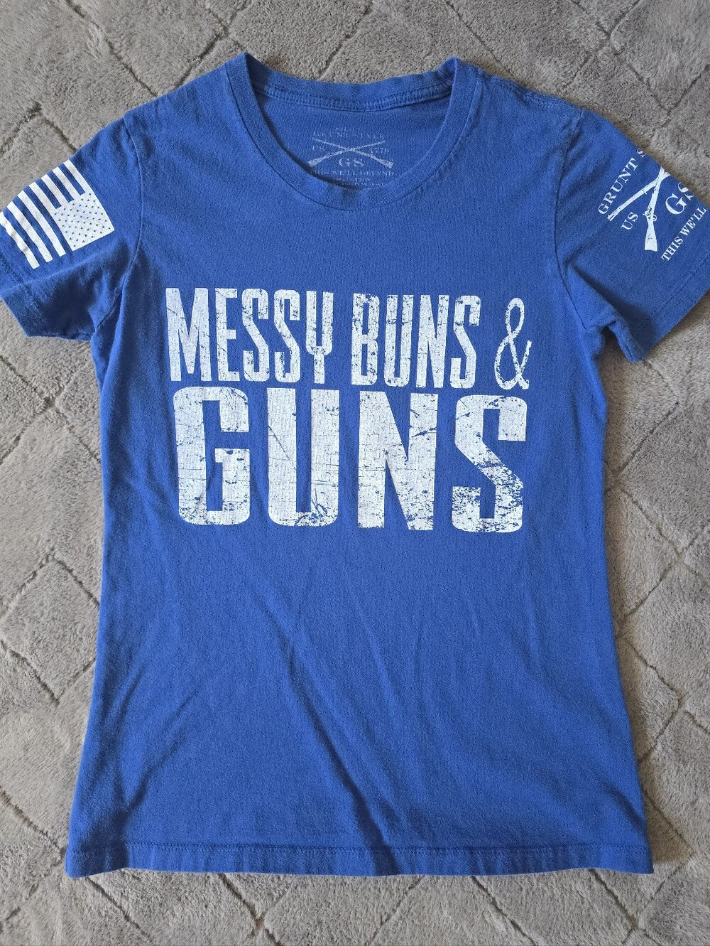 Grunt Style Blue "Messy Buns & Guns" Short Sleeve Tee
